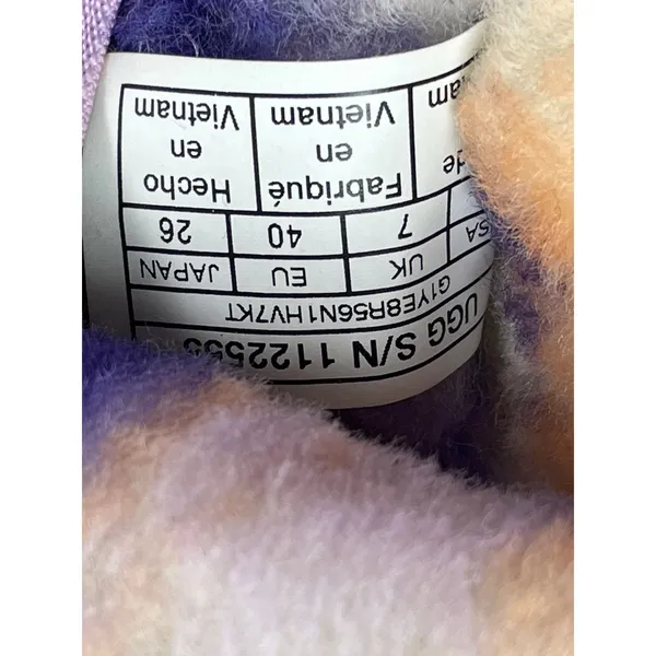UGG Oh Yeah Marble Women's Purple Peach Tie Due Fleece Slingback Slippers Size 9 - Image 7
