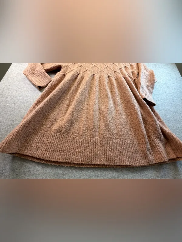 Free People Jaci Wool Blend Sweater Dress Women’s XL Beige Mock Neck - Image 6