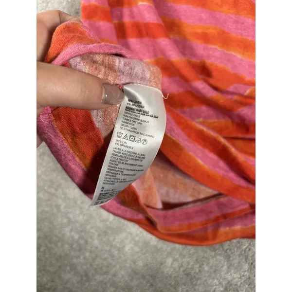tommy bahama pink orange stripe linen blend dress medium t shirt dress Tunic - Image 9