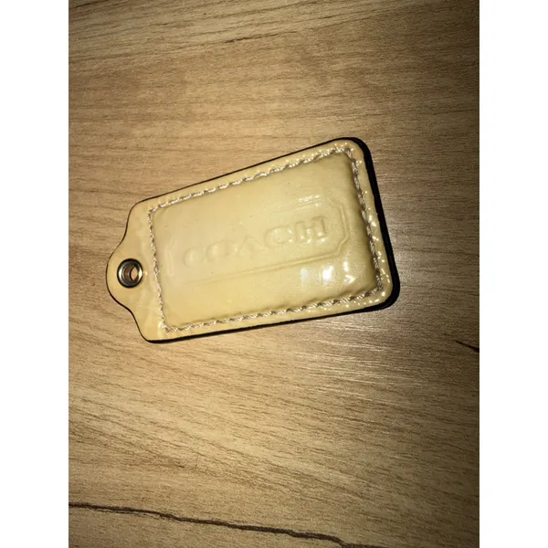 Coach Patent Leather Embossed Hang Tag Butter Yellow Beige - Image 2