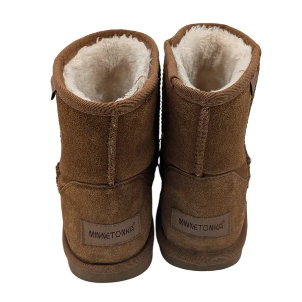 Minnetonka Brown Suede Sheepskin Lined Short Ankle Boots Women's‎ Size 8M 85701 - Image 5