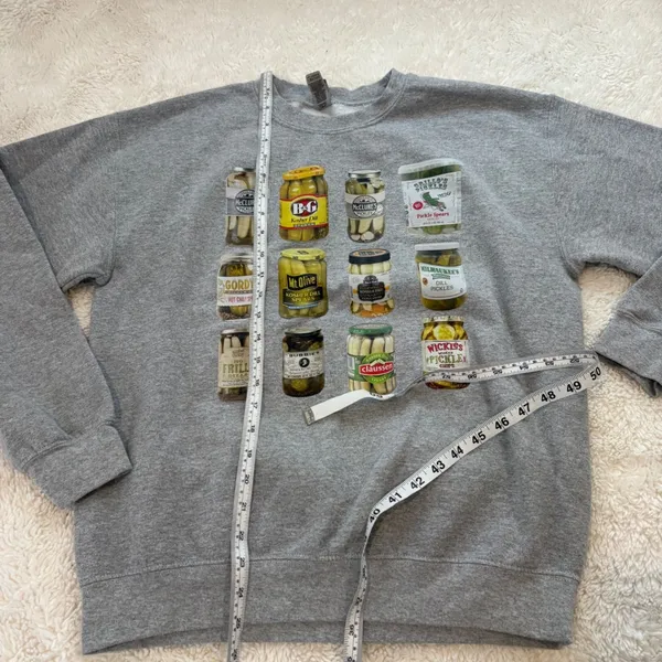 Unisex Pickle Jar Sweatshirt Crewneck Graphic Gray M Minimialist Fun Soft Goofy - Image 5