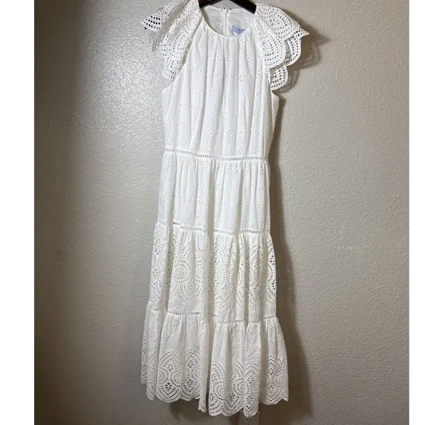 NWT Antonio Melani White Eyelet Midi Summer Dress in Size‎ 6. - Image 2