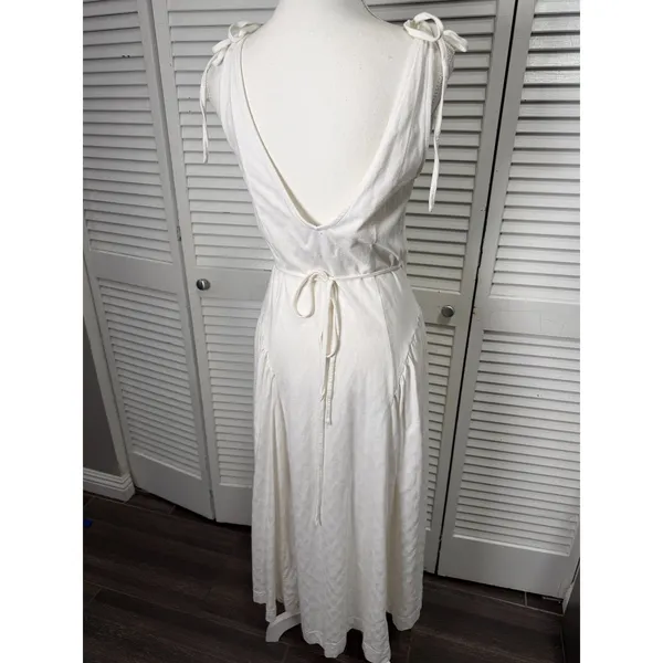 FREE PEOPLE FREE-EST MAISIE MIDI WRAP DRESS TIE SHOULDERS SMALL IVORY Cotton - Image 6