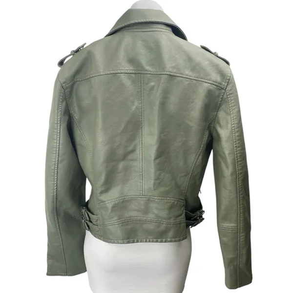Blank NYC Green Faux Leather Vegan Long Sleeve Biker Motorcyle Jacket Size L - Image 2