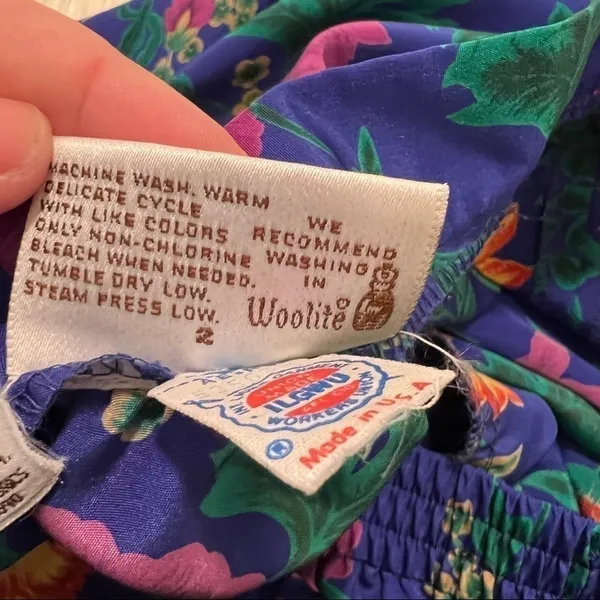 Vintage Country Suburbans Women's Size 2 Pull On Skirt Elastic Waist Blue Floral - Image 9
