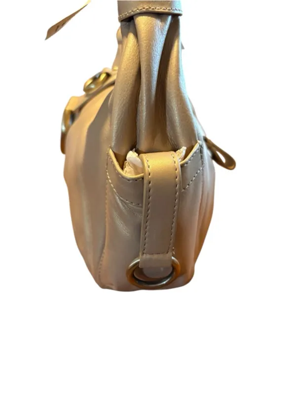 Michael Rome Italy Leather Hobo Purse Gold - Image 5