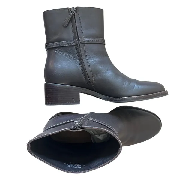 Tory Burch Miller 45mm Leather Ankle Booties Espresso Brown Gold Logo 8.5M - Image 7