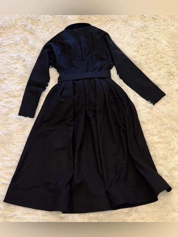 NEW REFORMATION Nara Smith VOW Belted Long sleeves black midi dress sz 0 - Image 10