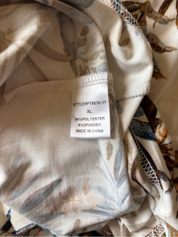 Papermoon Ivory Floral Halter Spaghetti Strap Tank Top XL Flowy Keyhole Back - Image 5