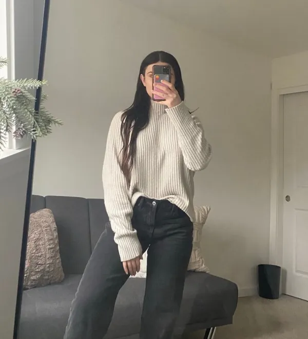Grey ribbed sweater Gray Size M - Image 2