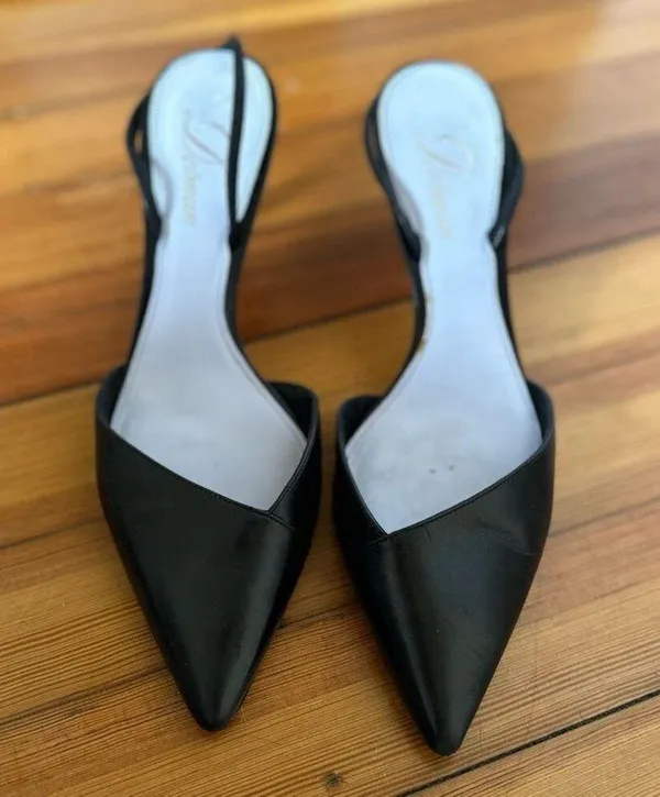 Delman Laci Slingbacks Black Leather Size 9 - Image 2