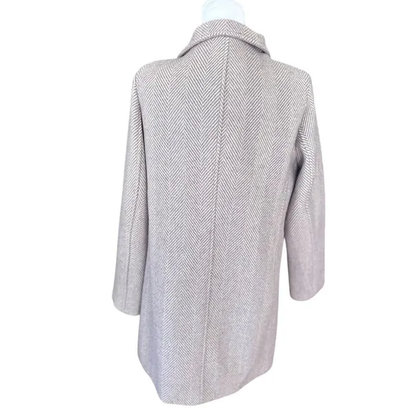 LOFT Lilac Wool Blend‎ Pea Coat Jacket Herringbone Asymmetric Zip Pockets Small - Image 4