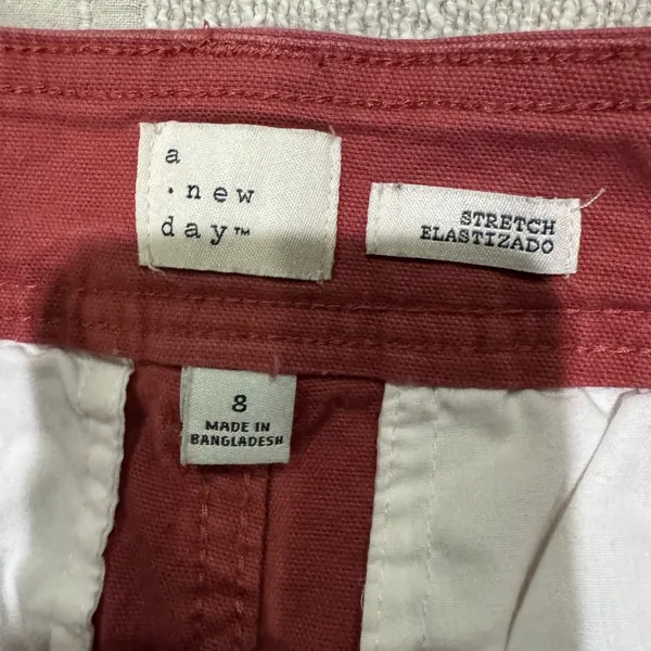 A New Day Womens 28x23 High Rise Wide Leg Cropped Pants Red Pink Size 8‎ Stretch - Image 4