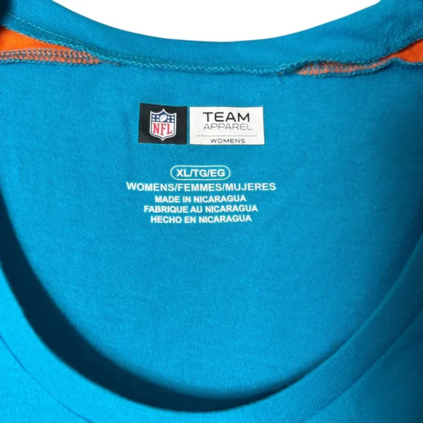 NEW‎ Miami Dolphins NFL Womens XL Teal Orange 3/4 Sleeve T Shirt Team Apparel - Image 4
