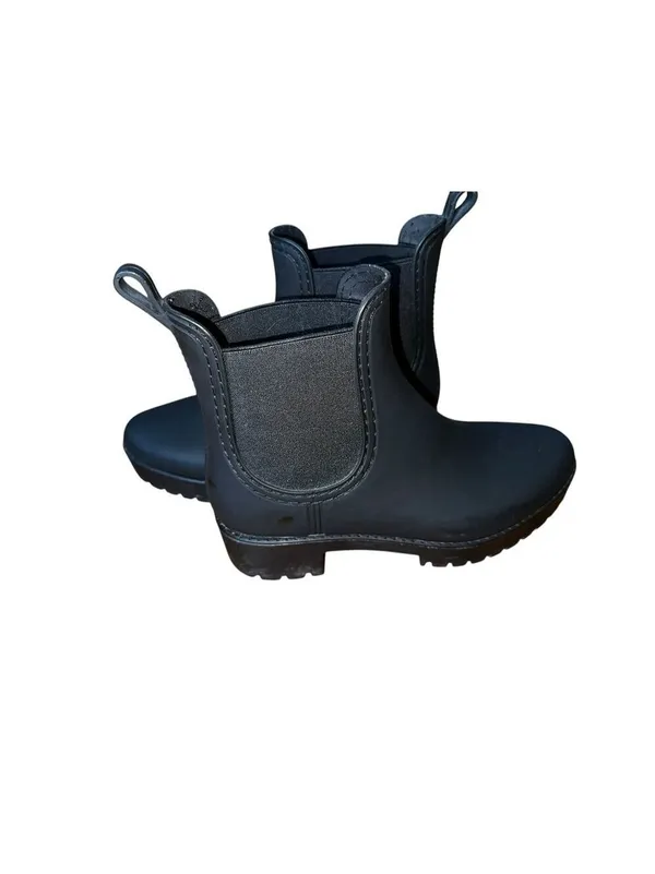 Jeffrey Campbell Cloudy Black Matte Rubber Rain Boots Chelsea Ankle Platform 7 - Image 3