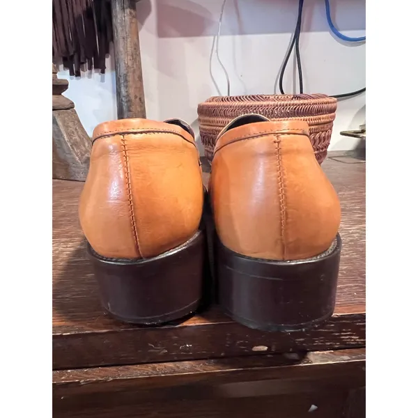 Vintage Bama German Leather Square Toe Penny Loafers Tan 8.5 - Image 8