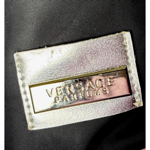 Versace Fragrance Tote Bag Black Nylon Silver Logo Zip NWOT - Image 4