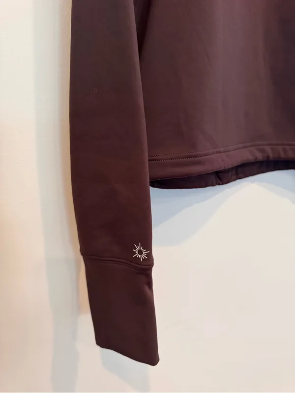 OFFLINE By Aerie Warm Up Quarter Zip Cropped Sweatshirt Brown M - Image 6