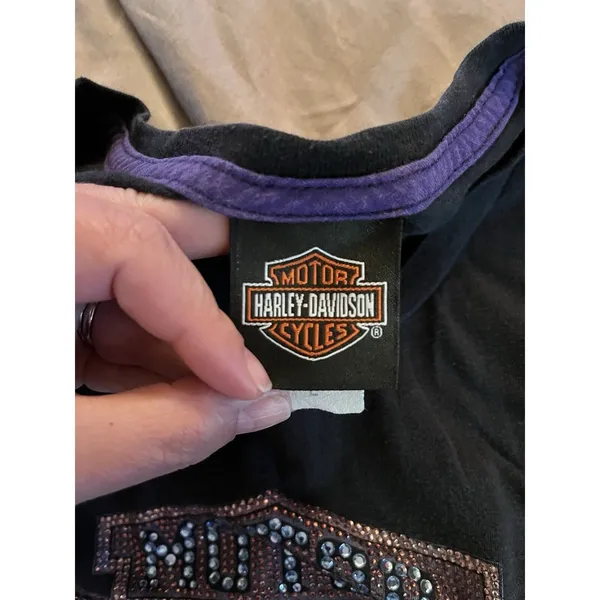 Harley Davidson T-Shirt Pink Triple S Morgantown, WV Sequin Logo Women’s Large - Image 6