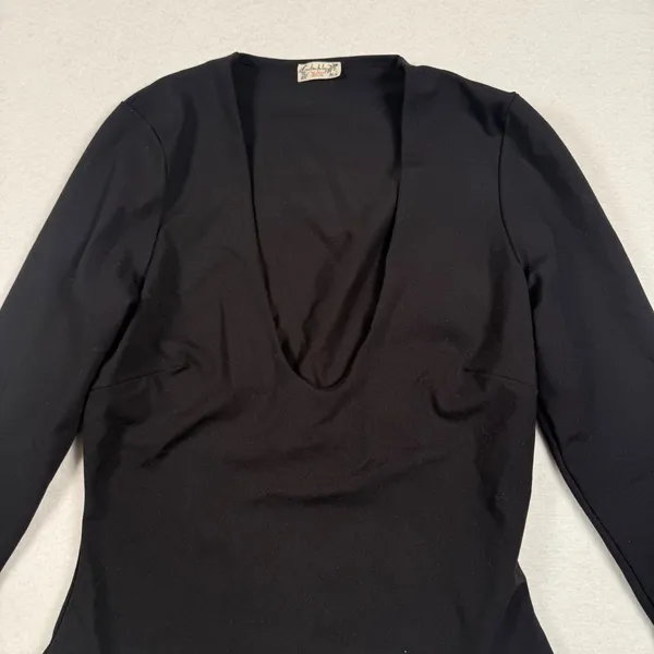Intimately Free People Bodysuit Womens Small Black Long Sleeve Deep V-Neck‎ Slim - Image 3
