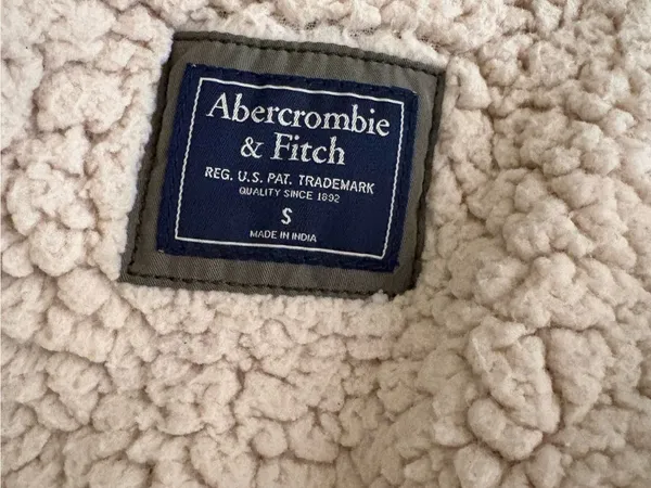 Vintage Y2K Abercrombie & Fitch Olive Sherpa Faux Fur Hood Park small - Image 8