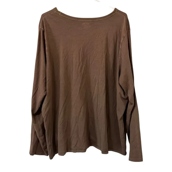 Old Navy Everywhere Women Size XXL Long Sleeve Brown T‎ Shirt Cotton Relaxed - Image 2