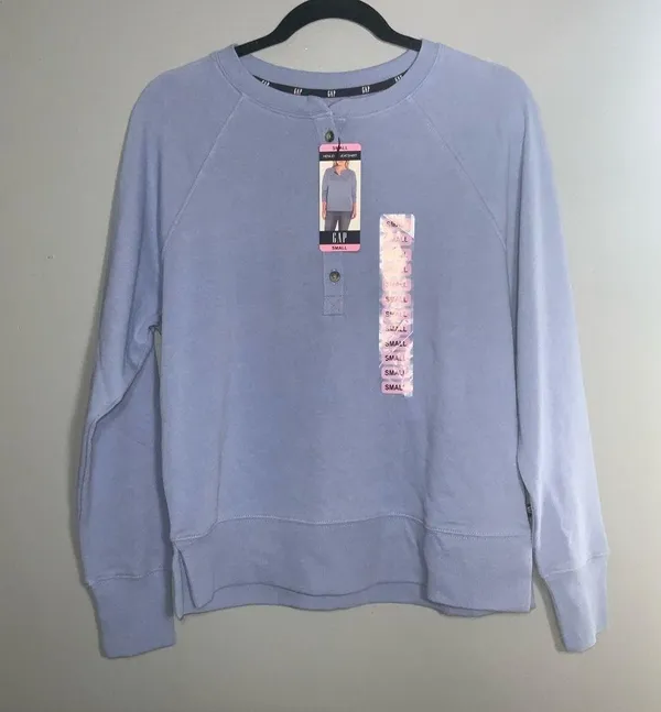 Gap Women's Henley Sweatshirt English Manor Blue, Small NWT - Image 5