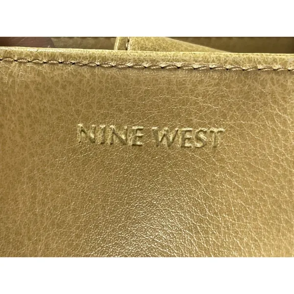 Nine West Vintage Shoulder Bag Tote Purse Tan Faux Leather Y2K Medium Double Str - Image 5