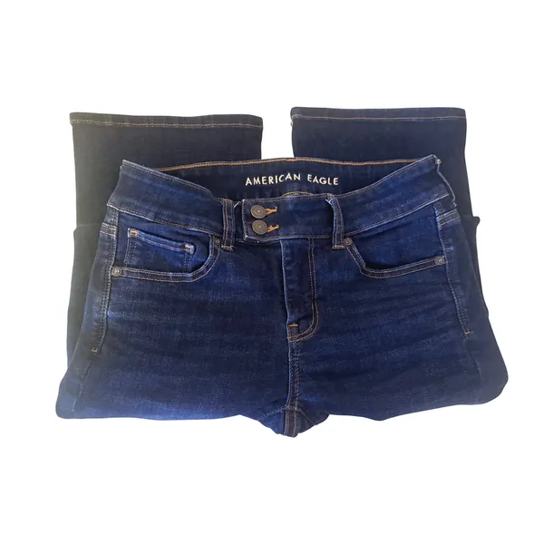 American Eagle Kick Boot Jeans Womens 4 Dark Blue Excellent Next Level Stretch - Image 6