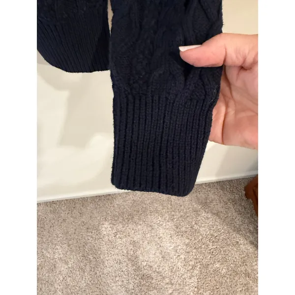 J.Crew Mercantile Cable Knit Crew Neck Pullover Sweater Blue Women's Size Medium - Image 3