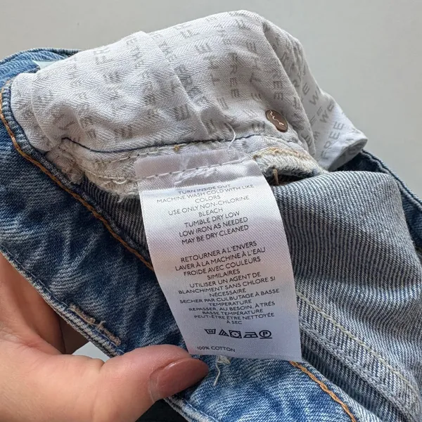 We The Free Wide Leg Jeans Women 28 Blue High Rise‎ Button Fly Denim Pants - Image 9