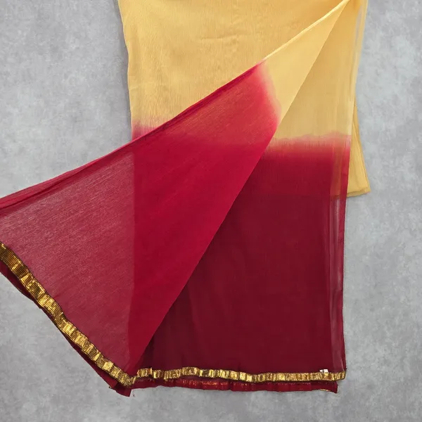 Red Tan Gold Lace Ombre‎ Long Indian Dupatta Shawl Scarves Wrap Scarf 84x32 - Image 4