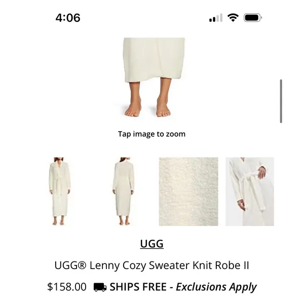 UGG Lenny II Cozy Sweater Knit Robe Cream 1153772 M Medium NWT - Image 3