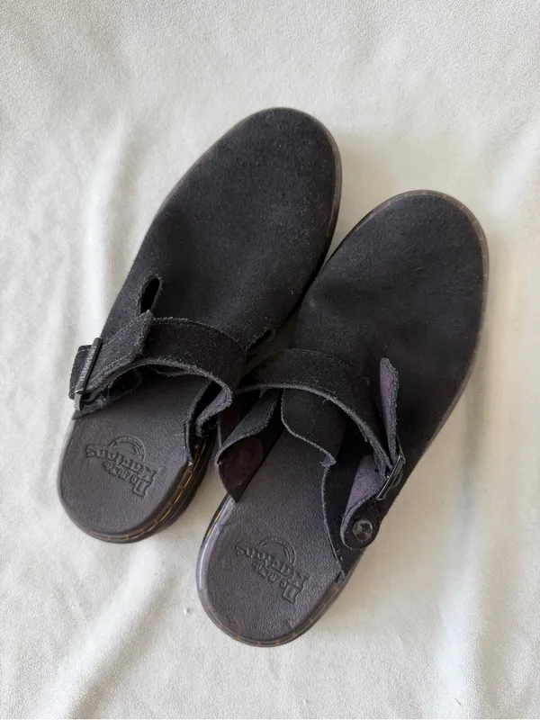 Dr. Martens Carlson Mule Black Suede Slingback Platform Size 9 - Image 9
