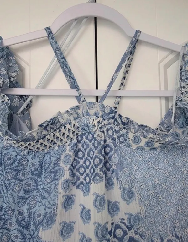 Blue and White 1 State Patchwork Dress - Image 4