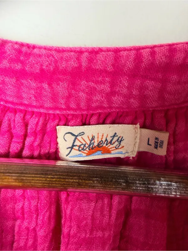 Faherty Dream Cotton Gauze Lucia Top in pink size large - Image 4
