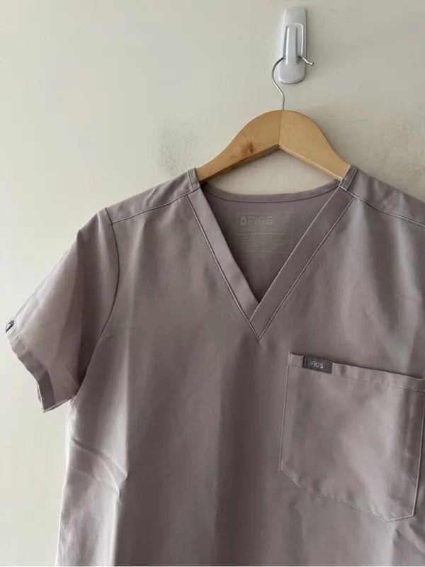 FIGS Scrub Top Boulder Tan V Neck Catarina One Pocket Technical Collection - Image 2