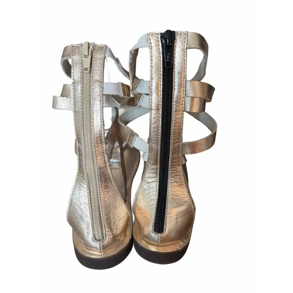 Free People NWOTS Metallic Gold Leather Strappy Gladiator Sandals size 37 US 7 - Image 5