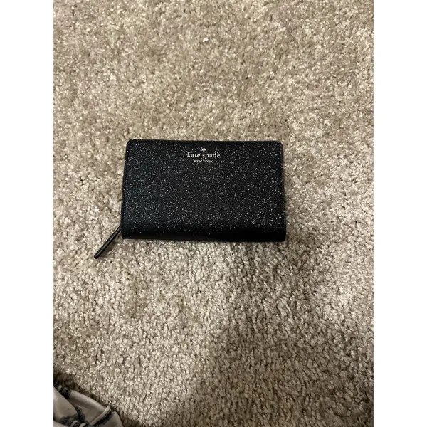 Kate Spade Joeley Glitter Medium Bi Fold Compartment Wallet Black NWT - Image 6