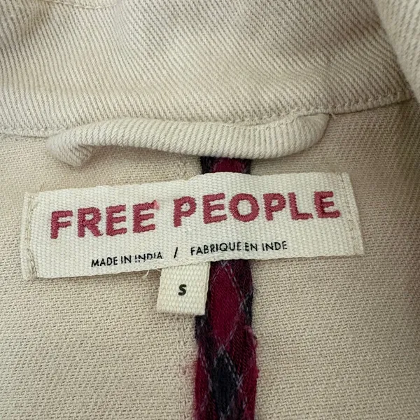 FREE PEOPLE‎ Tan Highlands Double-Breasted Cotton Peacoat Oversized Size Small - Image 7