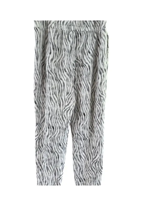 Neutral Zebra-Print Drawstring Joggers - Women - Image 10