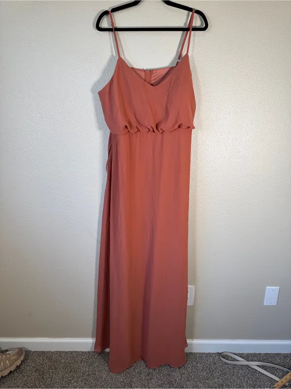 Birdy Grey Terracotta Maxi Bridesmaid Dress Womens 1X Formal Chiffon Classic - Image 12