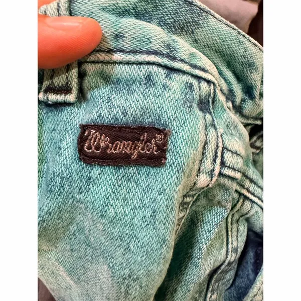 Vintage 1980s Wrangler Women's High Waist Tapered Jeans Teal Green - Image 2