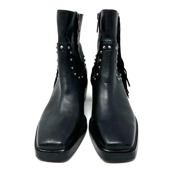 Sam Edelman size 5 black ankle boots‎ booties fringe studded side zip Bernie - Image 2