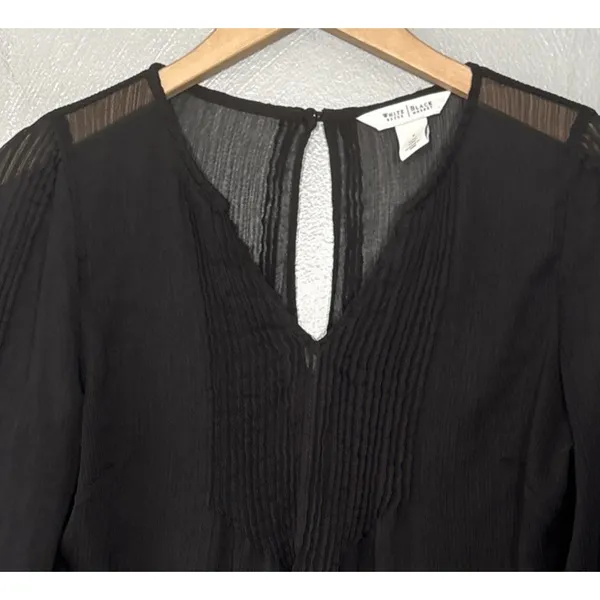 White House Black Market Sheer Top Size 8 Dark Fairy Romantic Whimsigoth Pintuck - Image 3
