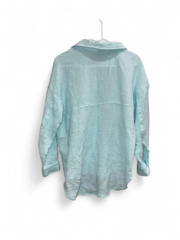 ACOA Oversized Gauze Boyfriend Shirt Blue - Image 2