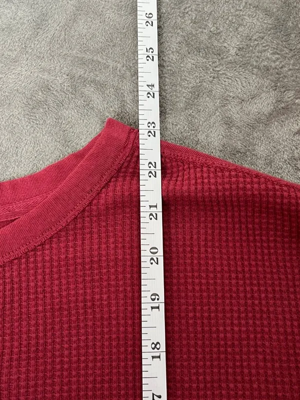 Offline by Aerie Waffle Henley Women's M Red Long Sleeve Thumbs Y2K Bella Swan - Image 4