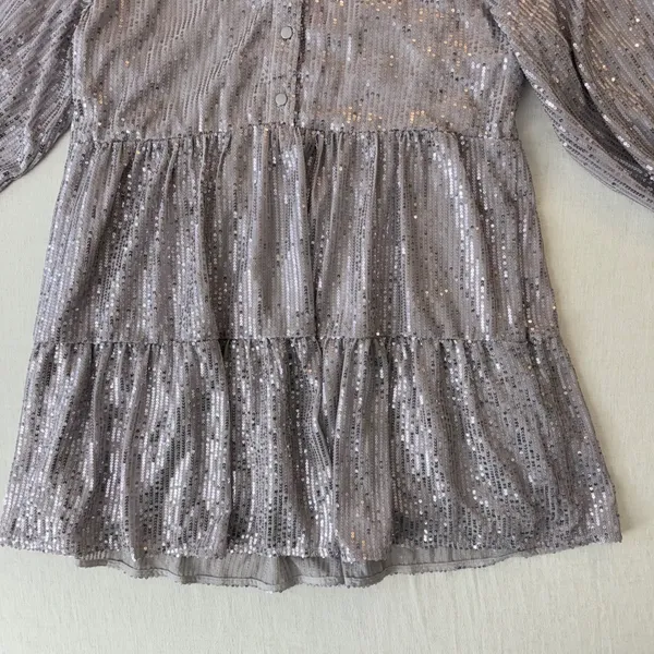 Maeve Bettina Sequined Tiered Shirtdress Medium Petite Dusty Purple Mini NWT - Image 12