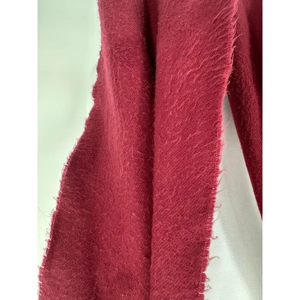 100% Cashmere‎ Scarf Mens Womens One Size Maroon Fringe Made in Scotland FLAWED - Image 9